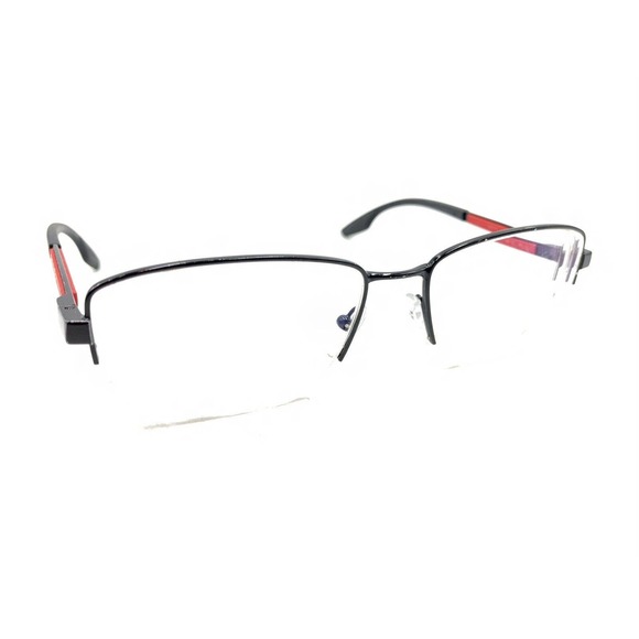 Prada VPS 51O 1AB-1O1 Black Red Half Eyeglasses Frames 56-17 140 Italy Designer - Picture 1 of 12